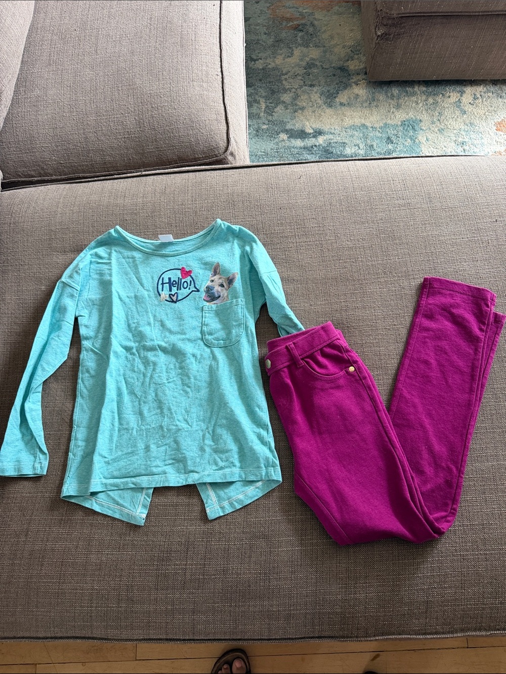 Gymboree Turquoise Top and Magenta Pants Pajama Set